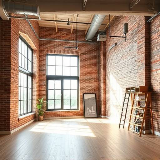 Interior of the Loft Studio, featuring exposed brick and large windows with natural light.
